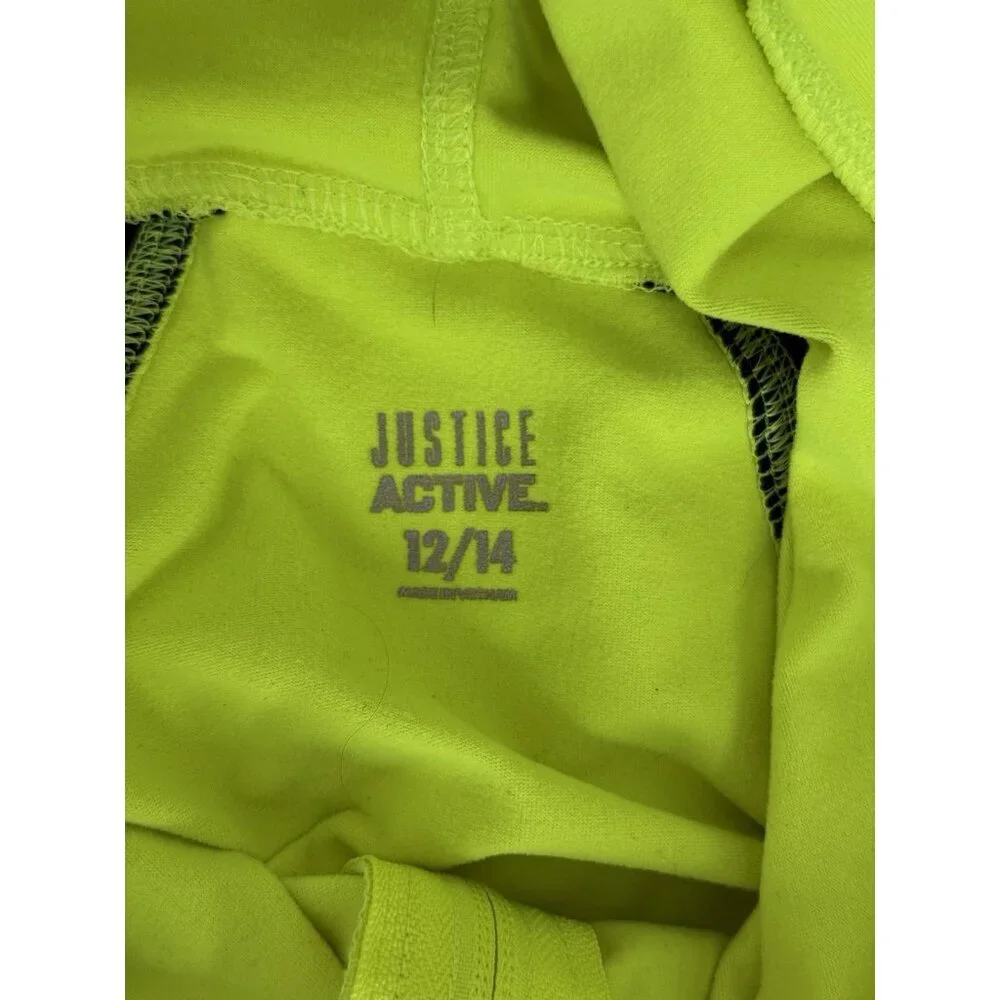 JUSTICE Active Full Zip Up Green Activewear Hooded Jacket Youth Dance Sz 12/14​